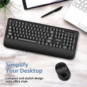 img 2 attached to Black 2.4GHz Wireless Keyboard and Mouse Combo - Ergonomic Computer Keyboard and Wireless Mouse with USB Unifying Receiver, Quiet and Ergonomic, Suitable for PC, Laptop, Windows