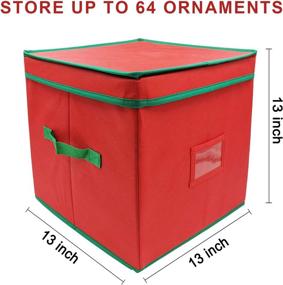 img 3 attached to 🎄 BEBEKULA Christmas Ornament Storage Box - Holds 64 Holiday Ornaments - 13 x 13 Inches Ornament Container (Red)
