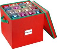 🎄 bebekula christmas ornament storage box - holds 64 holiday ornaments - 13 x 13 inches ornament container (red) logo