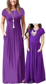 img 4 attached to 👗 Qin Orianna Mommy And Me Short Sleeve Loose Plain Family Matching Maxi Dresses With Pockets - Perfect for Mother's Day - Girls' Clothing and Dresses
