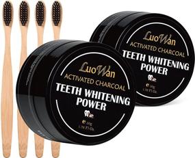 img 4 attached to LUOWAN Activated Charcoal Teeth Whitening Powder - Natural & Enamel-safe 2-Pack with Bamboo Brush - 1.76oz × 2 Boxes