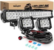 🚜 нилайт zh002 комбинированный набор светодиодной панели off-road light bar - 20 дюймов, 126 вт, точечное затопление, 2 шт. 18 вт, 4-дюймовые точечные светодиодные панели, проводка 16awg - 2 года гарантии логотип