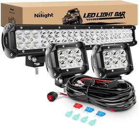 img 4 attached to 🚜 Нилайт ZH002 Комбинированный набор светодиодной панели Off-Road Light Bar - 20 дюймов, 126 Вт, точечное затопление, 2 шт. 18 Вт, 4-дюймовые точечные светодиодные панели, проводка 16AWG - 2 года гарантии