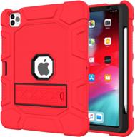 📱 azzsy red case for ipad air 4th gen & ipad pro 11 inch - slim, shockproof, heavy duty, with apple pencil charging support logo