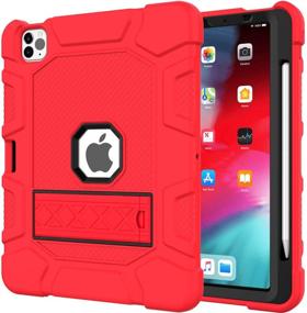 img 4 attached to 📱 AZZSY Red Case for iPad Air 4th Gen & iPad Pro 11 Inch - Slim, Shockproof, Heavy Duty, with Apple Pencil Charging Support