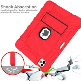 img 1 attached to 📱 AZZSY Red Case for iPad Air 4th Gen & iPad Pro 11 Inch - Slim, Shockproof, Heavy Duty, with Apple Pencil Charging Support