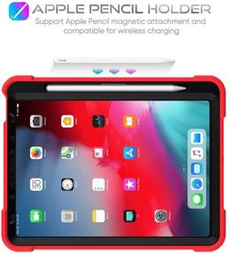 img 2 attached to 📱 AZZSY Red Case for iPad Air 4th Gen & iPad Pro 11 Inch - Slim, Shockproof, Heavy Duty, with Apple Pencil Charging Support