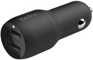 🚗 belkin boost charge dual port car charger ccb001btbk, 24w, iphone & android, black logo