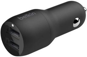 img 4 attached to 🚗 Belkin Boost Charge Dual Port Car Charger CCB001btBK, 24W, iPhone & Android, Black