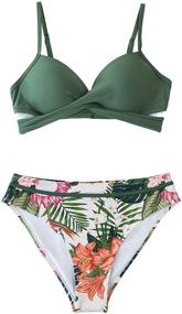 img 3 attached to 🌿 CUPSHE Women's Leafy Wrap Tie Bikini Set - Halter Back Bow, Low Waisted Bathing Suit for Enhanced SEO