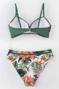 img 1 attached to 🌿 CUPSHE Women's Leafy Wrap Tie Bikini Set - Halter Back Bow, Low Waisted Bathing Suit for Enhanced SEO