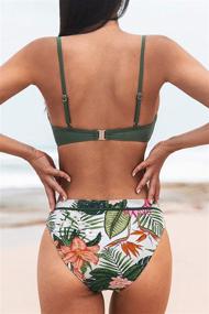 img 2 attached to 🌿 CUPSHE Women's Leafy Wrap Tie Bikini Set - Halter Back Bow, Low Waisted Bathing Suit for Enhanced SEO