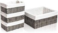 🧺 organize in style with wicker storage baskets: 2 sizes, 4 pieces, liners included (grey) logo