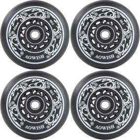 img 3 attached to 🛼 AOWISH 4-Pack Inline Skate Wheels for Aggressive Blades - Outdoor Asphalt Formula 90A Replacement Roller Skate Wheels with Speed Bearings ABEC 9 and Spacers