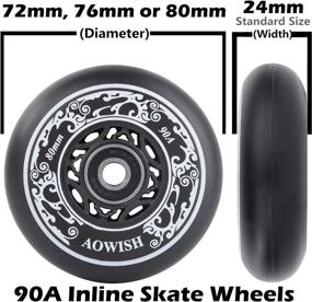 img 1 attached to 🛼 AOWISH 4-Pack Inline Skate Wheels for Aggressive Blades - Outdoor Asphalt Formula 90A Replacement Roller Skate Wheels with Speed Bearings ABEC 9 and Spacers