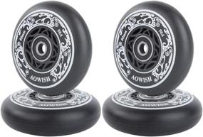 img 2 attached to 🛼 AOWISH 4-Pack Inline Skate Wheels for Aggressive Blades - Outdoor Asphalt Formula 90A Replacement Roller Skate Wheels with Speed Bearings ABEC 9 and Spacers