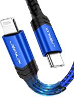 🔵 jsaux 4ft usb c to lightning cable - apple mfi certified iphone 13 charging cable for iphone & ipad 2020 - blue logo