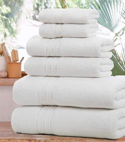 img 2 attached to Bliss Casa 6-Piece Towel Set - Luxurious 600 GSM 100% Cotton Bath, Hand, and 🛁 Washcloth Bundle for Quick Drying and Ultimate Absorbency - Soft Hotel Quality Spa Towels in Classic White