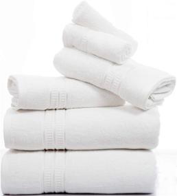 img 1 attached to Bliss Casa 6-Piece Towel Set - Luxurious 600 GSM 100% Cotton Bath, Hand, and 🛁 Washcloth Bundle for Quick Drying and Ultimate Absorbency - Soft Hotel Quality Spa Towels in Classic White