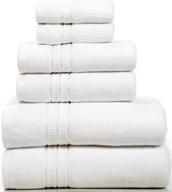 bliss casa 6-piece towel set - luxurious 600 gsm 100% cotton bath, hand, and 🛁 washcloth bundle for quick drying and ultimate absorbency - soft hotel quality spa towels in classic white logo