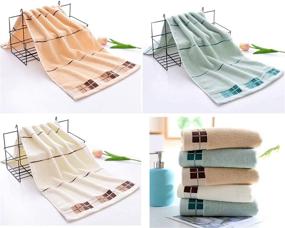 img 2 attached to 🛀 Premium 100% Cotton Hand Towels for Bathroom - Soft, Absorbent, Durable - Ideal for Bath, Face, Spa, Hotel, Salon - Special Size 14"x 29" - Pack of 2 (Khaki+Green)