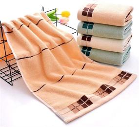 img 3 attached to 🛀 Premium 100% Cotton Hand Towels for Bathroom - Soft, Absorbent, Durable - Ideal for Bath, Face, Spa, Hotel, Salon - Special Size 14"x 29" - Pack of 2 (Khaki+Green)