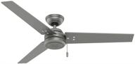 ⚙️ hunter fan company 59262 cassius 52' 3 blade ceiling fan - indoor/outdoor, matte silver finish, with light kit logo