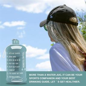 img 1 attached to 🚰 TOOFEEL 1 Gallon Sports Water Bottle - Dishwasher Safe, Reusable, Motivational Time Marker, Wide Mouth Water Jug - Ideal for Gym, Fitness, Athletic - BPA Free, Leak-Proof Canteen