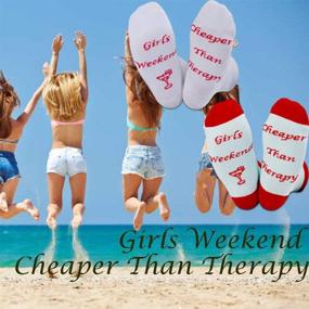 img 2 attached to 🎁 TSOTMO 2 Pairs Girl Weekend Cheaper Than Therapy Socks: Perfect Bachelorette Party and Bridesmaid Gift