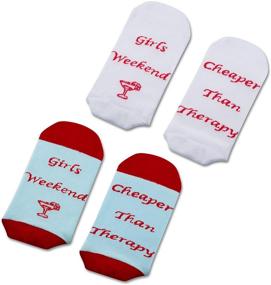 img 1 attached to 🎁 TSOTMO 2 Pairs Girl Weekend Cheaper Than Therapy Socks: Perfect Bachelorette Party and Bridesmaid Gift