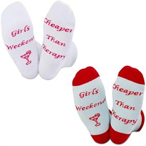 img 4 attached to 🎁 TSOTMO 2 Pairs Girl Weekend Cheaper Than Therapy Socks: Perfect Bachelorette Party and Bridesmaid Gift