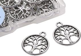 img 2 attached to 🌳 Shapenty 50PCS Round Metal Tree of Life Charms Pendants Beads Bulk Jewelry Findings for DIY Craft Bracelet Necklace Earring Keychain Making Accessory (Antique Silver)