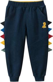 img 3 attached to Toddler Athletic Dinosaur Sweatpants Black5080 Gray5073 Boys' Clothing ~ Pants