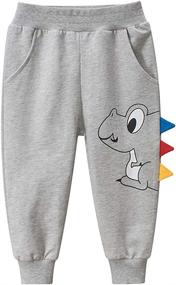 img 2 attached to Toddler Athletic Dinosaur Sweatpants Black5080 Gray5073 Boys' Clothing ~ Pants