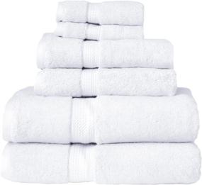 img 1 attached to 🛁 Luxurious 6PC Monaco White Egyptian Cotton Solid Towel Set - Superior Quality!