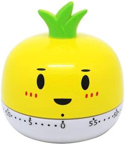 img 3 attached to 🍍 Cute Yellow Pineapple Vegetable Timer - Battery-Free 60-Minute Mechanical Kitchen Timer Clock with Loud Alarm - Mini Size Manual Timer