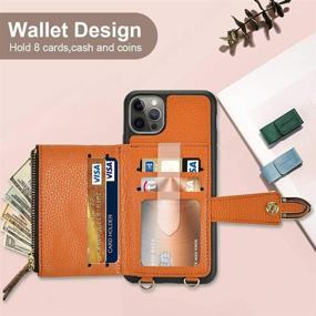 img 1 attached to 📱 ZVE Wallet Case for iPhone 12 Pro Max with Rivet Design, Zipper Card Slot, Wrist Strap, Crossbody Shoulder Chain, Leather Handbag Purse - Brown (6.7 inch)