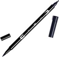 🖌️ tombow 56621 dual brush pen, n15 - black, 1-pack. blendable, markers with brush and fine tip logo