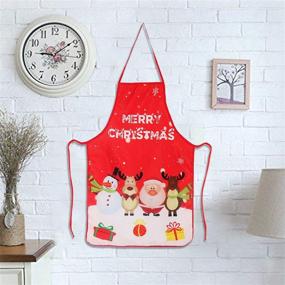img 1 attached to 🎅 2 пакета Рождественской фартука: праздничное украшение на тему Санта-Клауса/Лосей/Снеговика для праздничной кухни - идеально подходит для Рождественского ужина, готовки, выпечки, рукоделия, уборки дома.