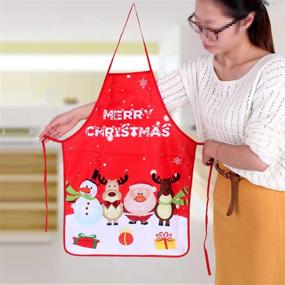 img 2 attached to 🎅 2 пакета Рождественской фартука: праздничное украшение на тему Санта-Клауса/Лосей/Снеговика для праздничной кухни - идеально подходит для Рождественского ужина, готовки, выпечки, рукоделия, уборки дома.