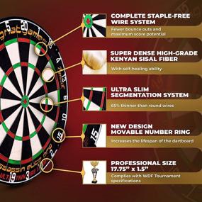 img 2 attached to 🎯 IgnatGames Professional Dart Board Set: Staple-Free Bristle/Sisal Tournament Dartboard with Ultra-Thin Wire Spider - Complete Set Including 6 Professional Steel Tip Darts, Darts Measuring Tape, and Darts eBook