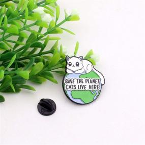 img 2 attached to Protect the Planet - Cat Pin & Live Here Badge: A Stylish Enamel Brooch to Safeguard Animal Homes