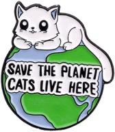 protect the planet - cat pin & live here badge: a stylish enamel brooch to safeguard animal homes logo