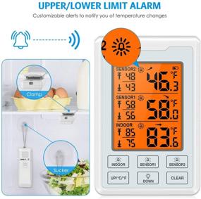 img 1 attached to 🌡️ Wireless Digital Refrigerator Thermometer with 2 Sensors, Audible Alarm, Min & Max Record, Large LCD Display – Ideal for Home, Restaurants, Bars