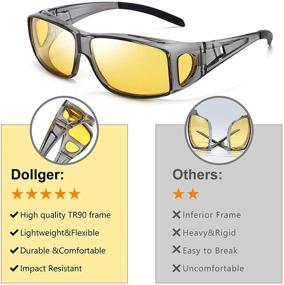 img 2 attached to 🕶️ Night Vision Glasses for Men Women - Anti-Glare Polarized HD Night Driving Glasses - Wraparound Fit Over Prescription Eyewear