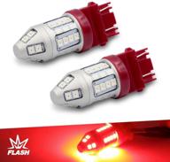 🚦 high-visibility 2pc 3157 red stop brake 2835 flash strobe rear alert safety 30-led light bulbs logo