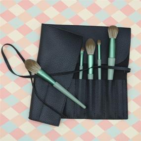 img 1 attached to 🧳 Portable Makeup Brush Holder Organizer, Rolling Case Pouch for Brushes, Cosmetic Bag for Travel, Brush Storage Pouch Case in PU Leather with Belt Strap