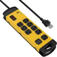 🔌 crst heavy duty power strip with usb, 8-outlet 2 usb ports, 9-ft long cord - ideal surge protector for home, kitchen, office, school - etl listed, 1800 joules (yellow black) logo