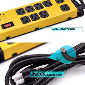 img 2 attached to 🔌 CRST Heavy Duty Power Strip with USB, 8-Outlet 2 USB Ports, 9-Ft Long Cord - Ideal Surge Protector for Home, Kitchen, Office, School - ETL Listed, 1800 Joules (Yellow Black)