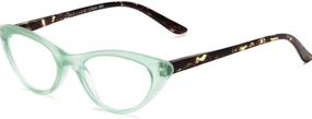 img 4 attached to The Cat's Meow Colorful Ladies Cat Eye Reading Glasses: 1950s Vintage Full Frame Readers for Women + 1.50 Teal Green - Includes Microfiber Cleaning Carrying Pouch